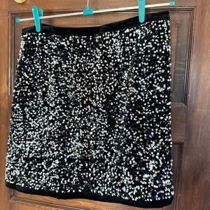 Sezane Black Sequin Mini Skirt
